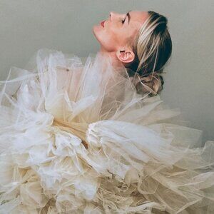 Honey Colored Slip Dress with Tulle Jacket